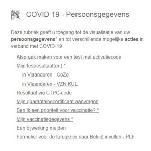 Beego Covid 19 persoonsgegevens